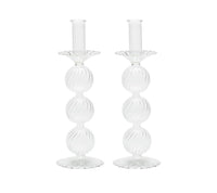 Iris Tall Candle Holder in Clear, Set of 2 in a Box