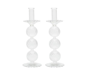 Kim Seybert, Inc.Iris Tall Candle Holder in Clear, Set of 2 in a BoxHome Decor