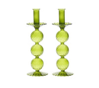 Kim Seybert, Inc.Iris Tall Candle Holder in Olive, Set of 2 in a BoxHome Decor