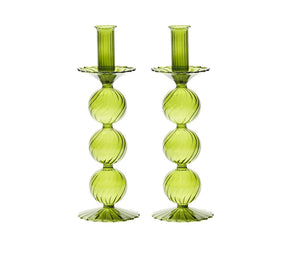 Kim Seybert, Inc.Iris Tall Candle Holder in Olive, Set of 2 in a BoxHome Decor