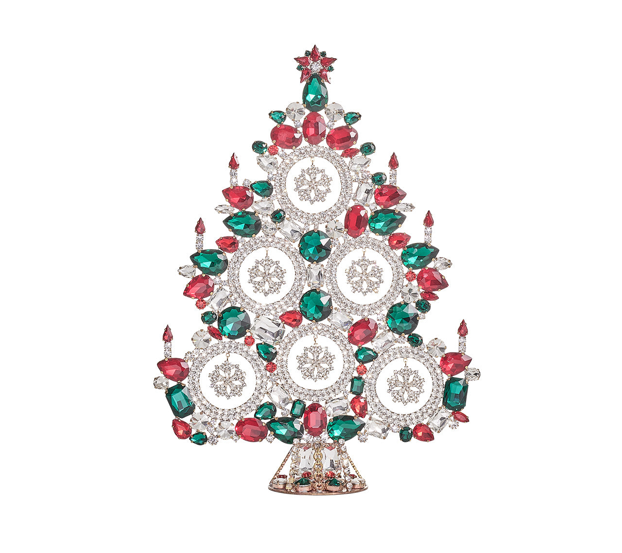 Kim Seybert Luxury Snowflake Xmas Tree in Red & Green