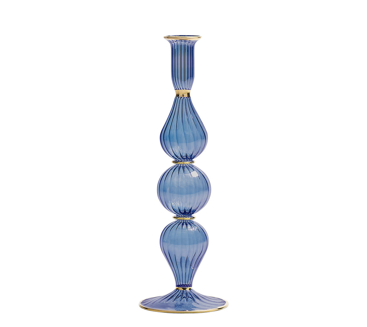 Kim Seybert Luxury Ripple Candle Holder in Blue
