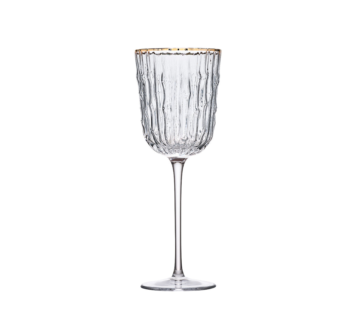 Bamboo Wine Glass in Clear & Gold, Set of 4