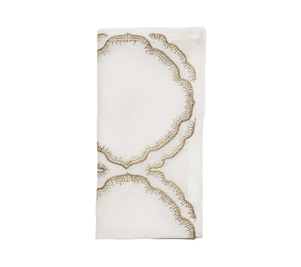 Daydream Napkin in White, Gold & Silver, Set of 4