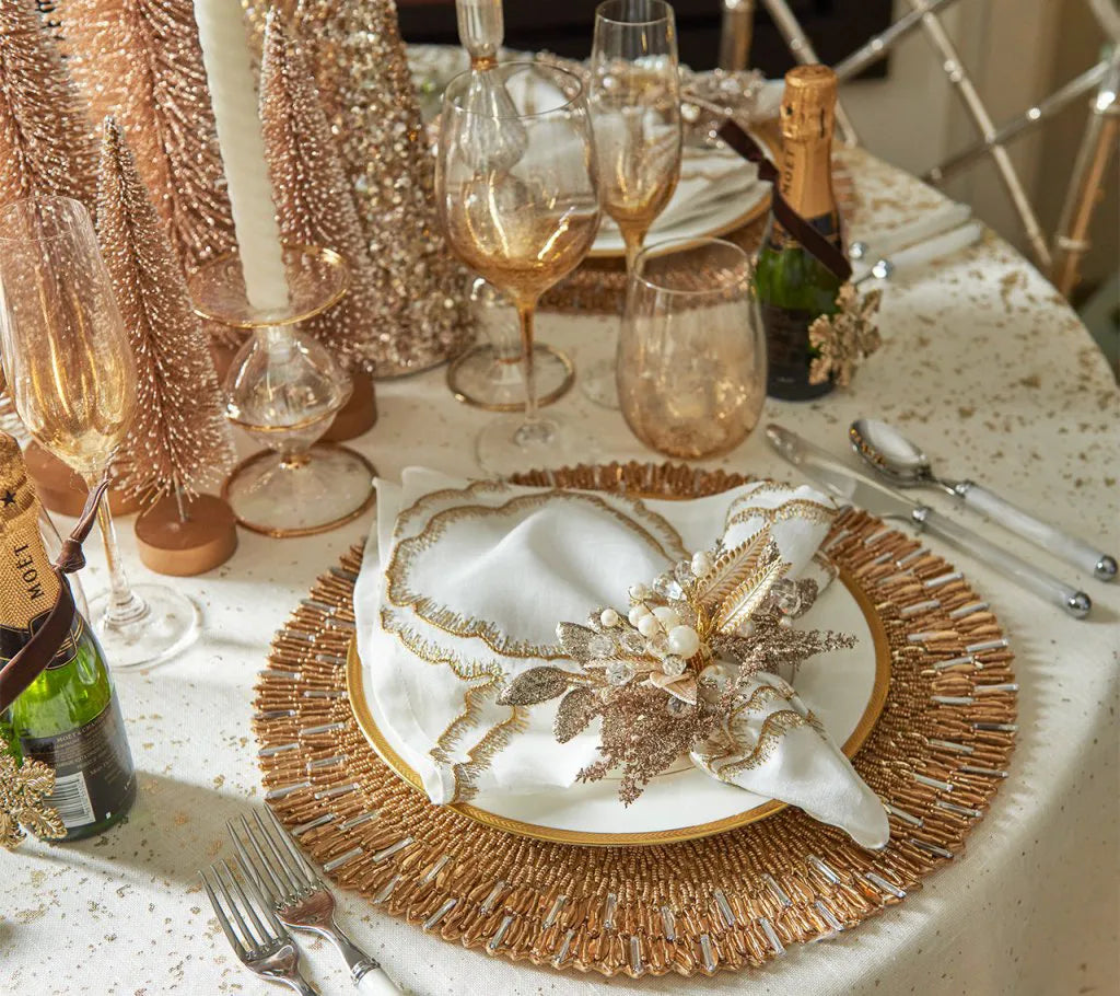 Daydream Napkin in White, Gold & Silver, Set of 4