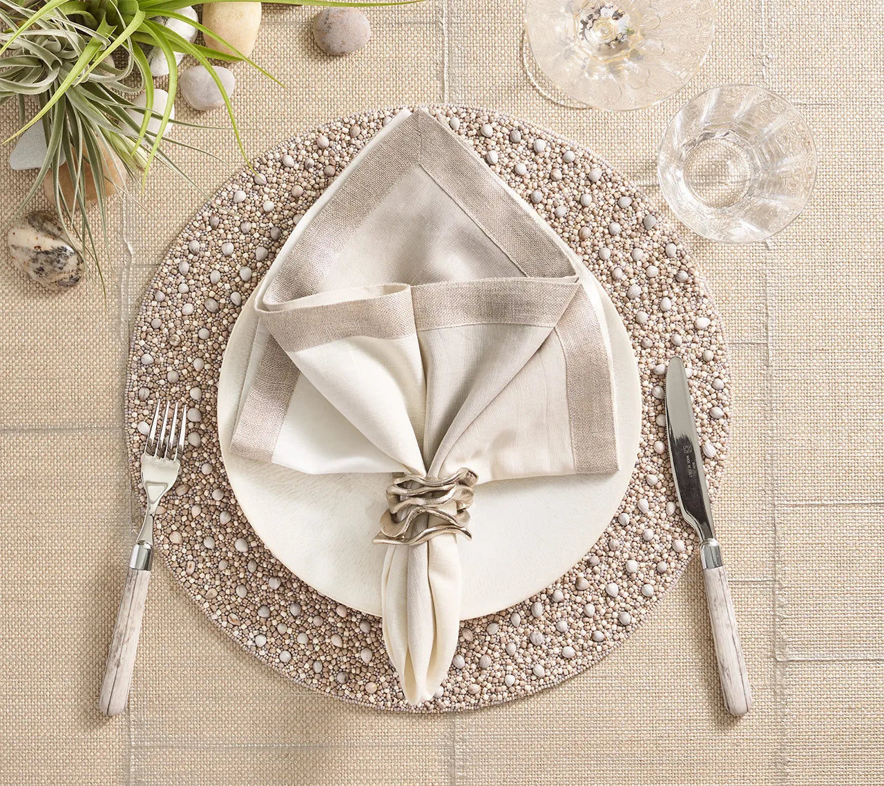Dip Dye Napkin in Gray & Silver, Set of 4