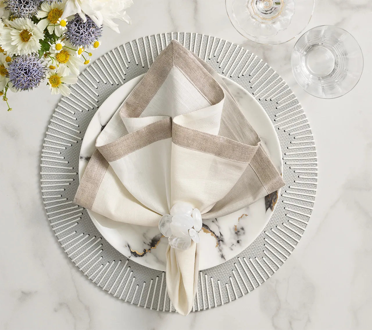 Dip Dye Napkin in Gray & Silver, Set of 4