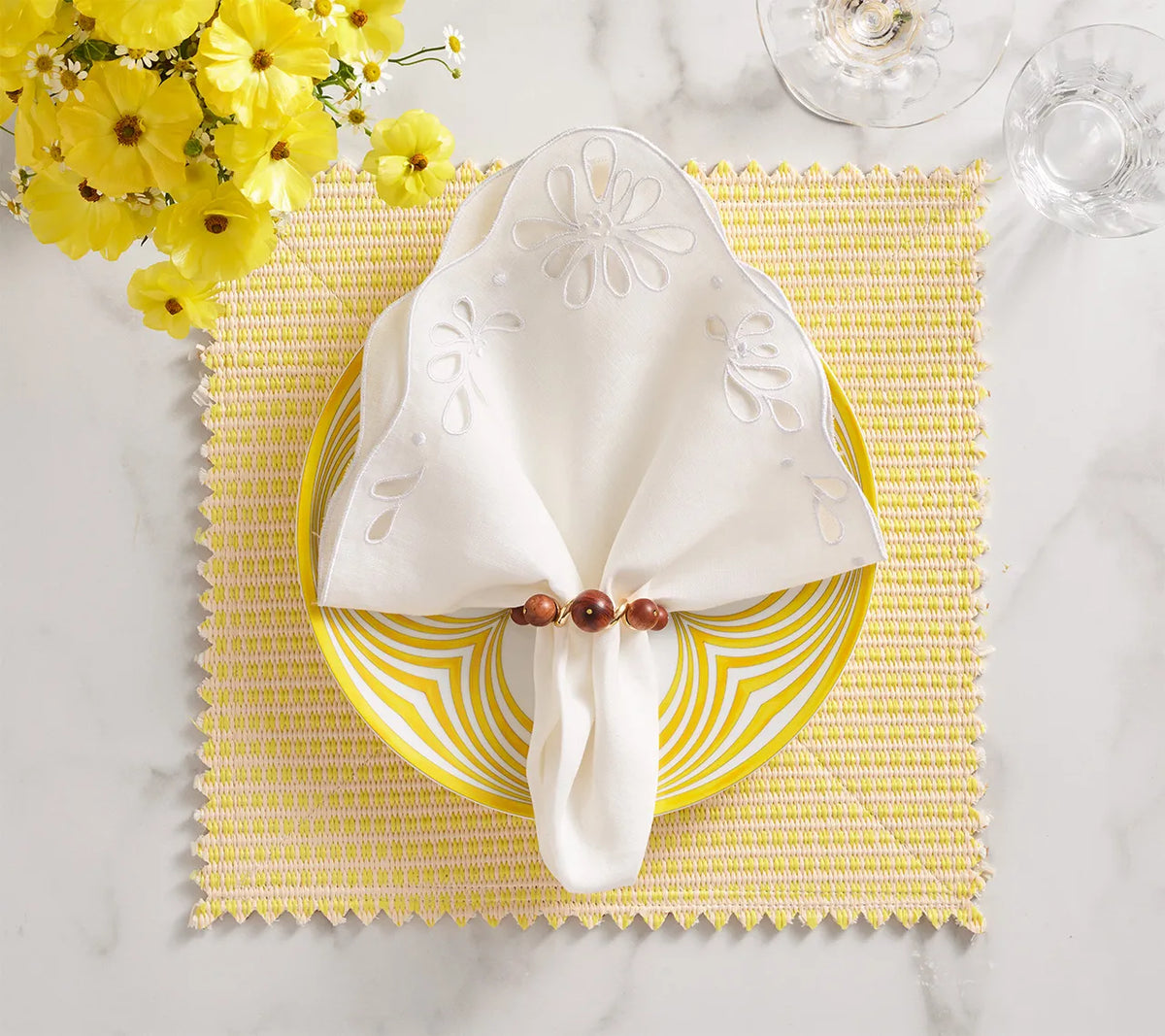 Duet Reversible Placemat in Brown & Yellow, Set of 4