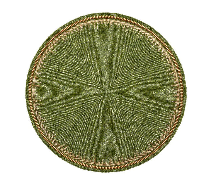 Enamor Placemat in Green & Gold, Set of 4