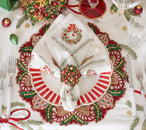 Candy Cane Bow Placemat in Red, Green & Gold, Set of 2