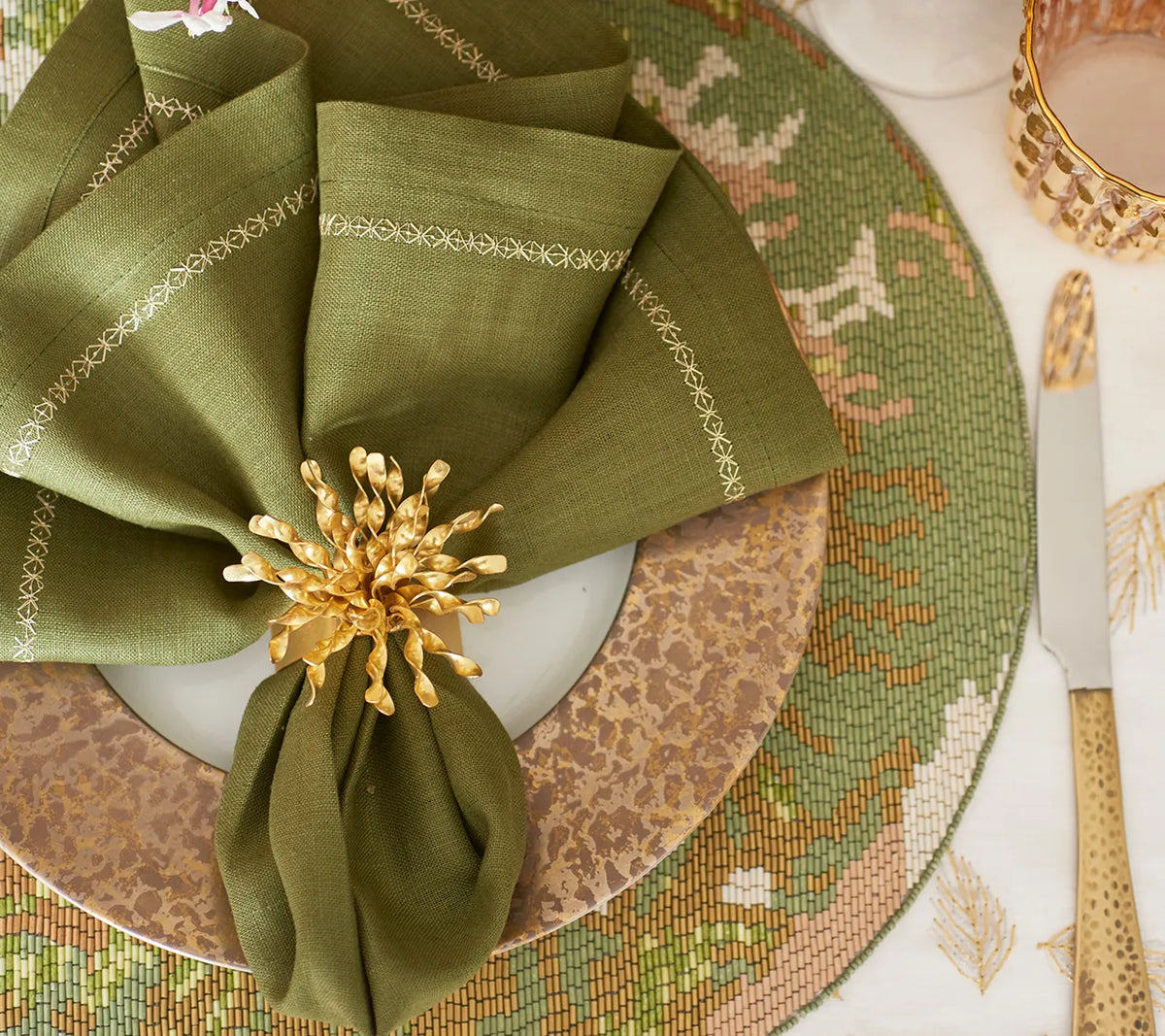 Sunflare Napkin Ring in Gold, Set of 4