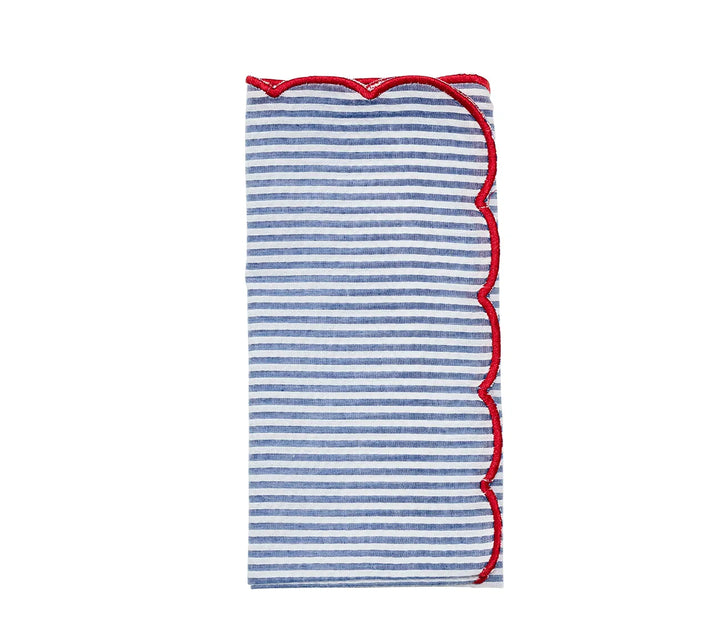 Fiesta Napkin in White, Navy & Red, Set of 4