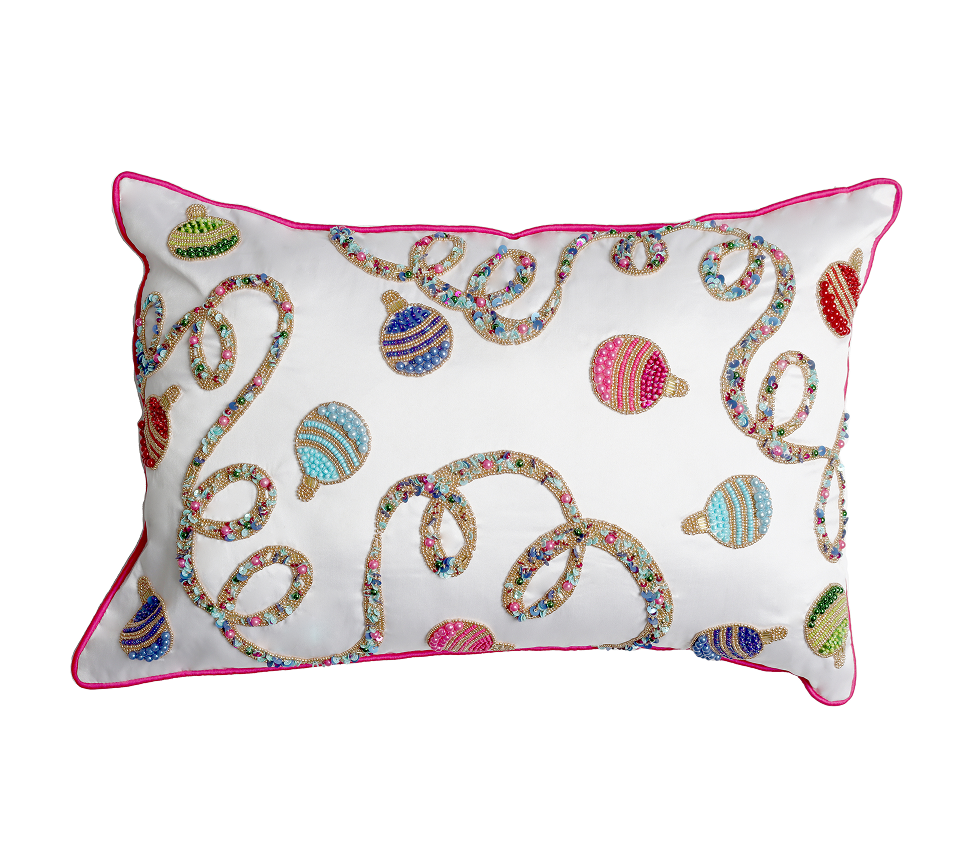 Sample: Tinsel Tangle Pillow in White & Multi