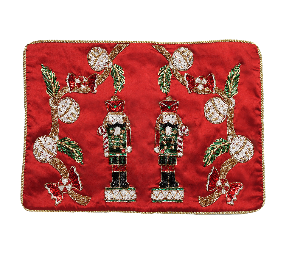 Sample: March of Merries Pillow in White, Red & Green
