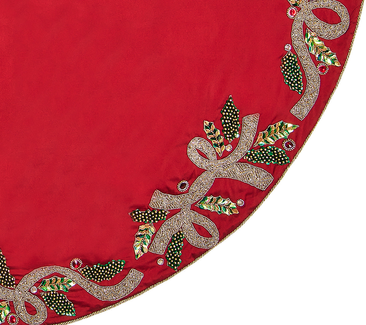 Tidings Tree Skirt in Red, Green & Gold