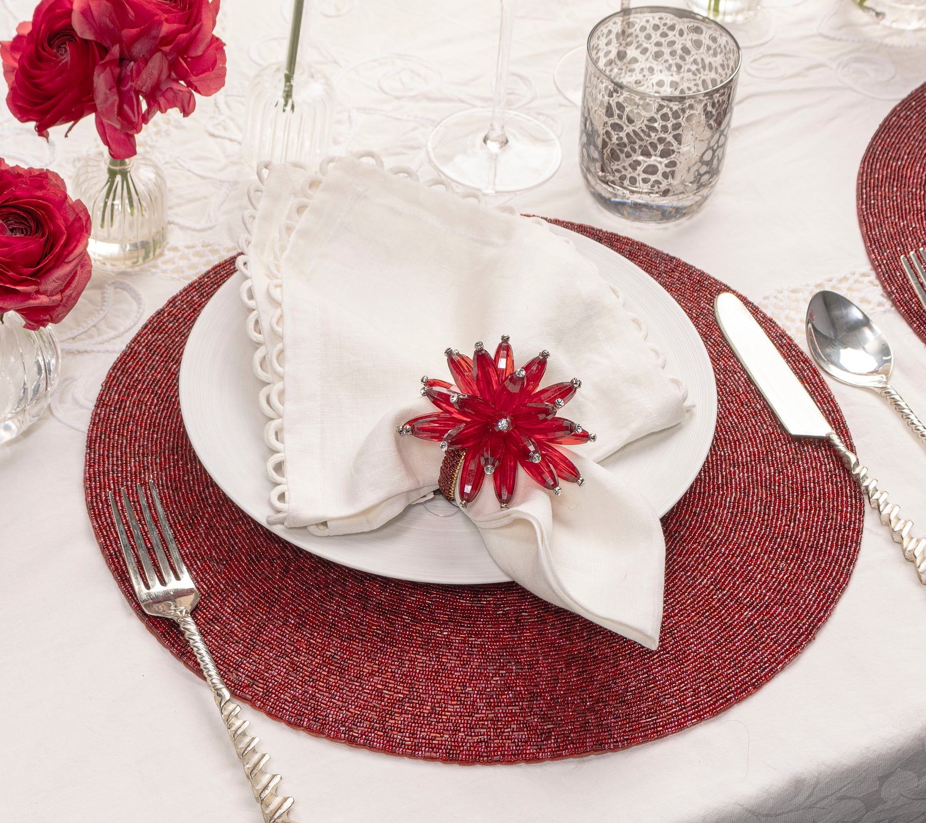 Kim Seybert Luxury Confetti Placemat in Red