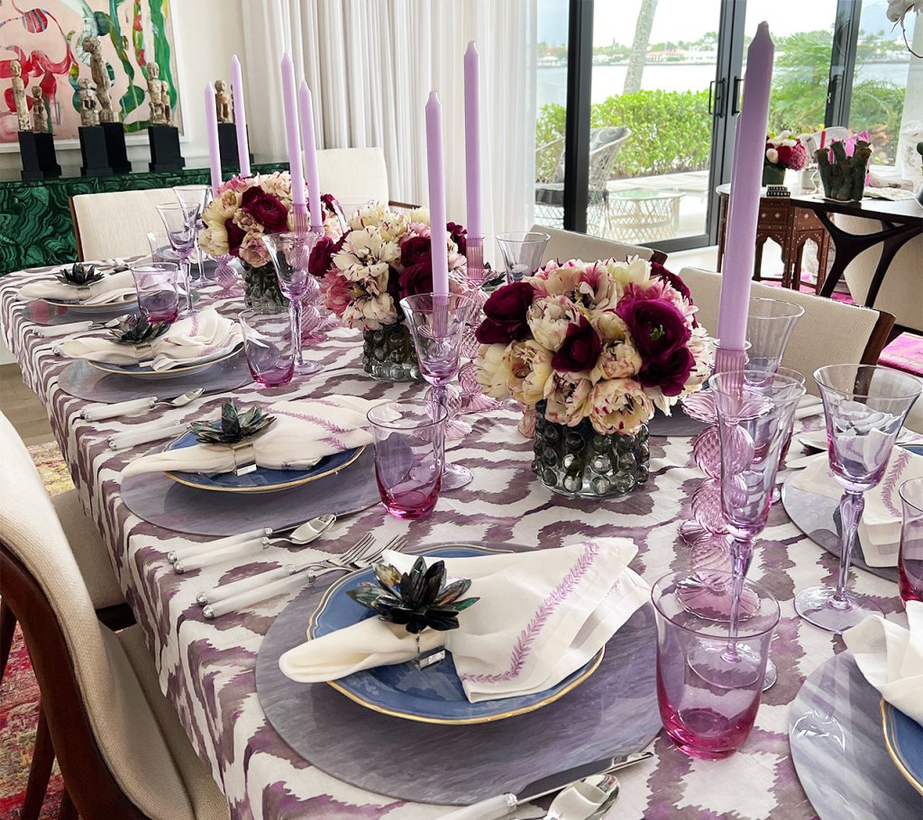 Kim Seybert, Inc.Watercolor Ikat Tablecloth in Gray & LilacTablecloths