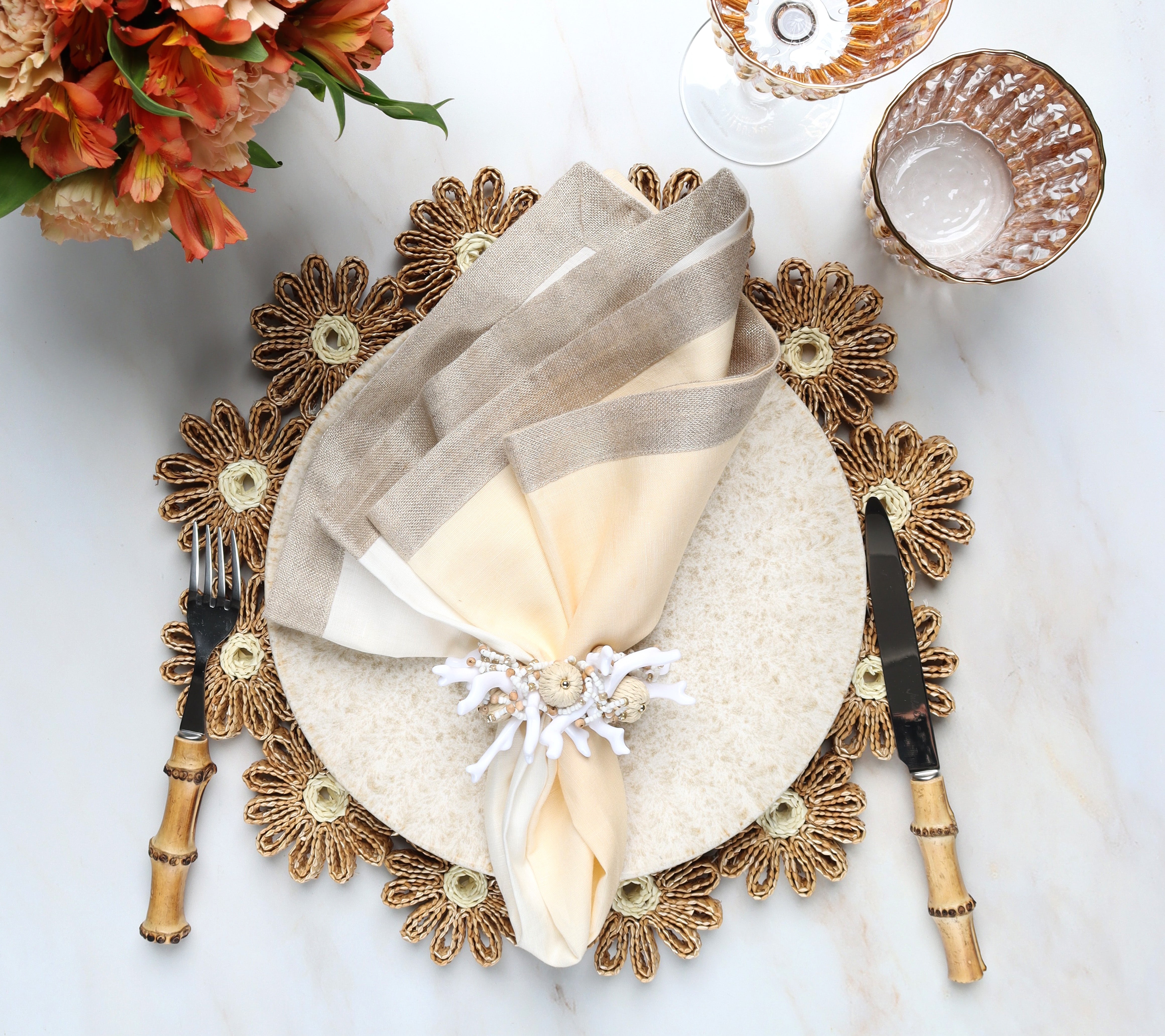 Daisy Placemat in Natural & Ivory, Set of 4