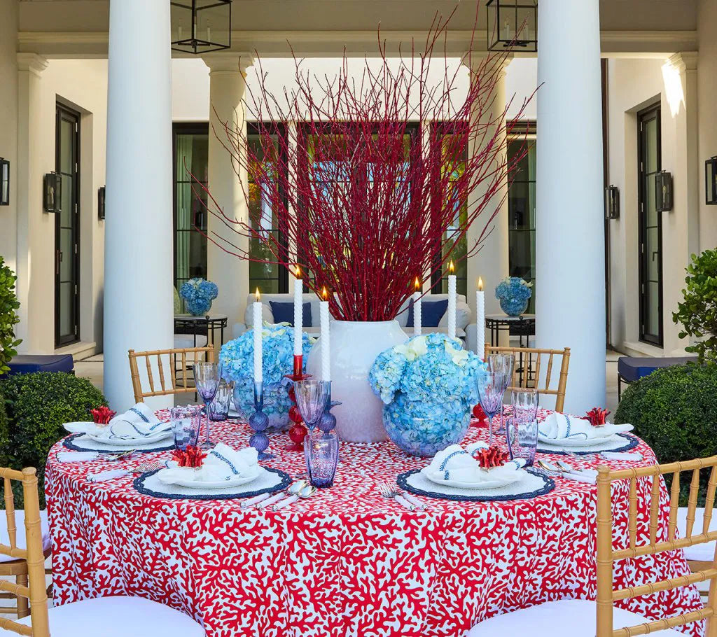 Infinity Placemat in White & Navy, Set of 4