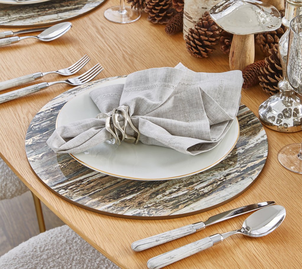 Kim Seybert, Inc.Wood Grain 5 - Piece Place Setting in Gray & Silver