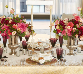 Kim Seybert Luxury Metafoil Tablecloth in White & Gold