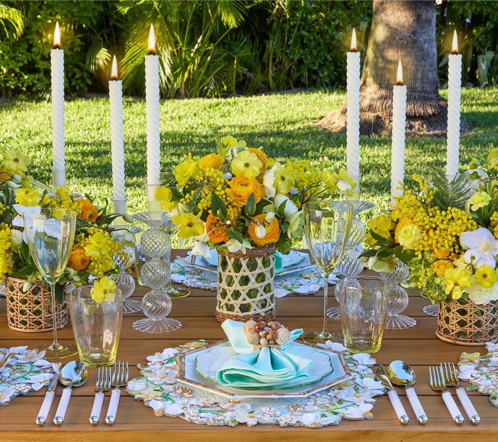 Iris Tall Candle Holder in Clear in a Box | Kim Seybert