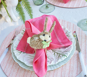 Kim Seybert Luxury Classic Napkin in Pink with Easter Bunny napkin ring