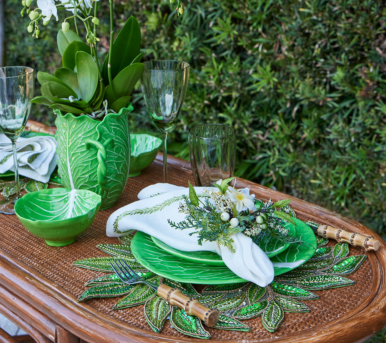 Kim Seybert Luxury Trellis Placemat in Green & Gold