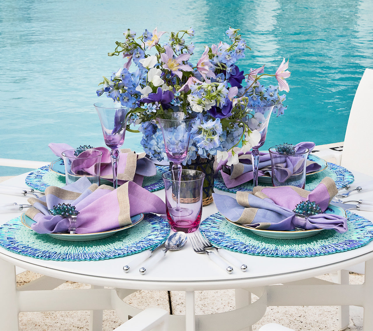 Kim Seybert Luxury Dip Dye Napkin in Lilac & Periwinkle