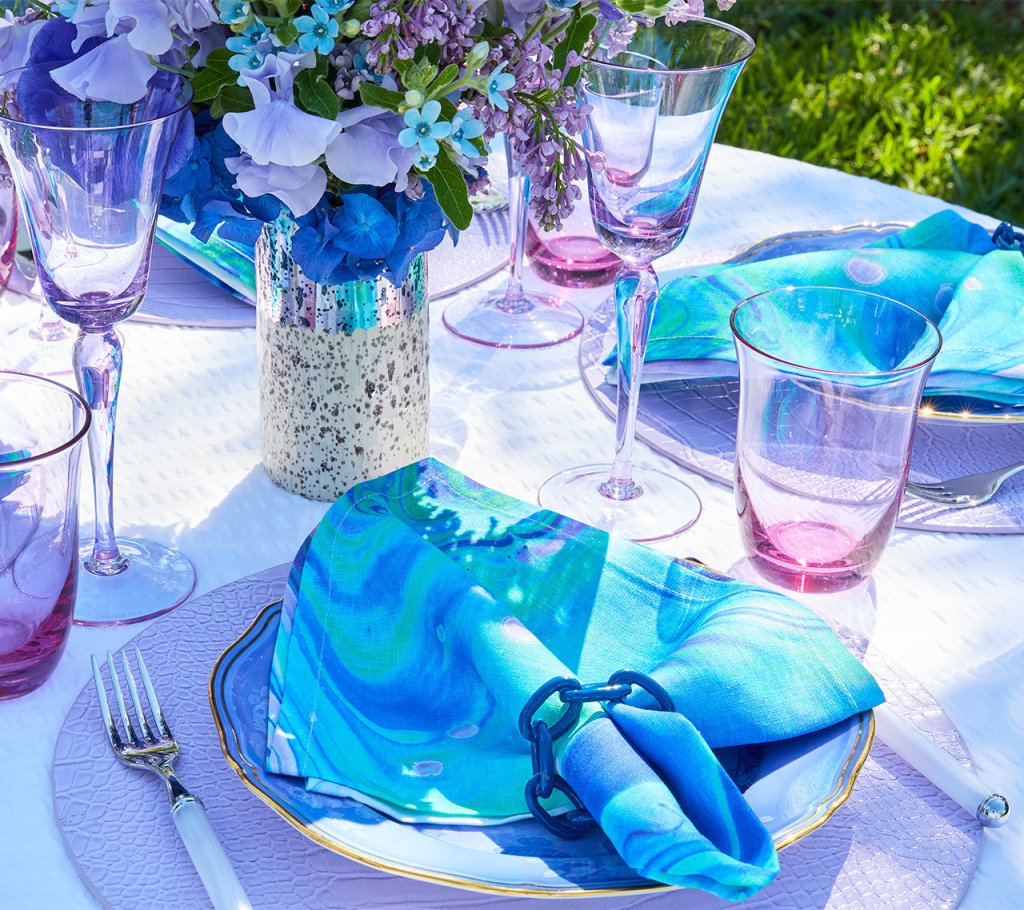 Kim Seybert, Inc.Splash Napkin in Blue & Seafoam, Set of 4Napkins