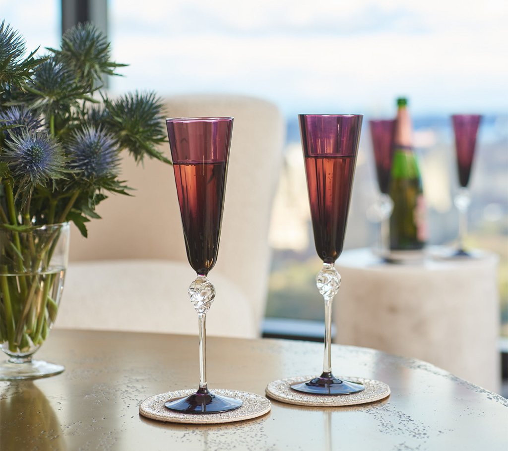 Kim Seybert, Inc.Daphne Flute in Amethyst, Set of 4Glassware