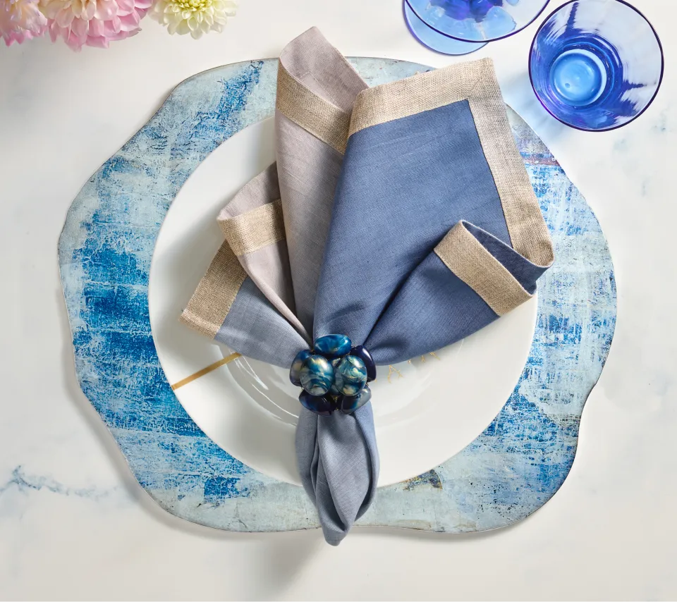 Lazul Placemat in Blue & Gray, Set of 4