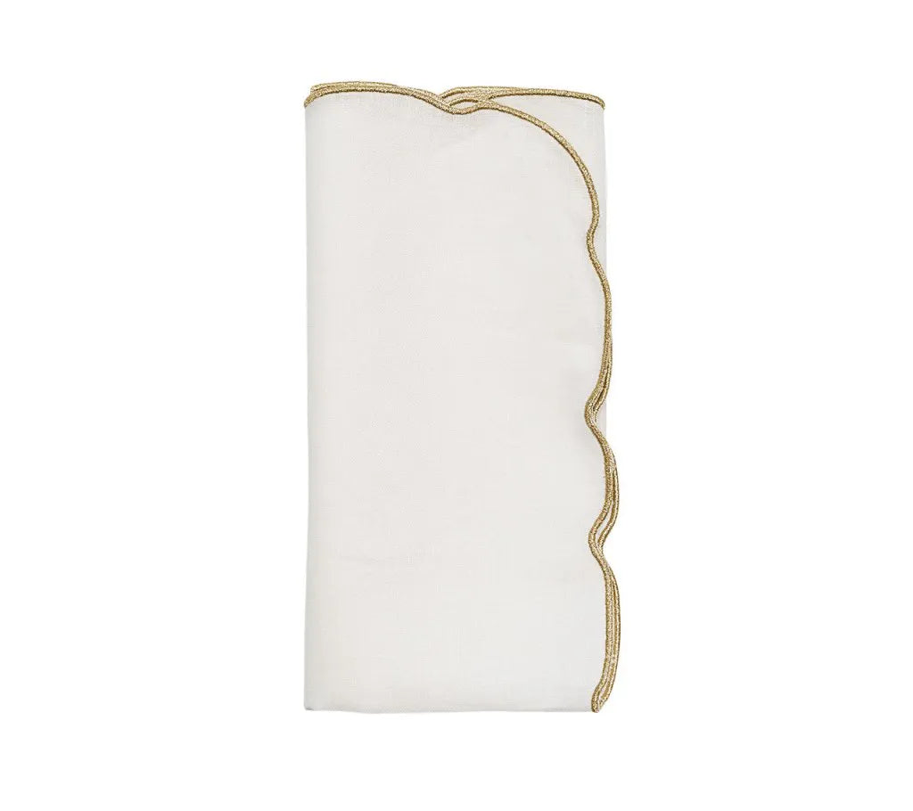 Luminance Napkin in White & Gold, Set of 4