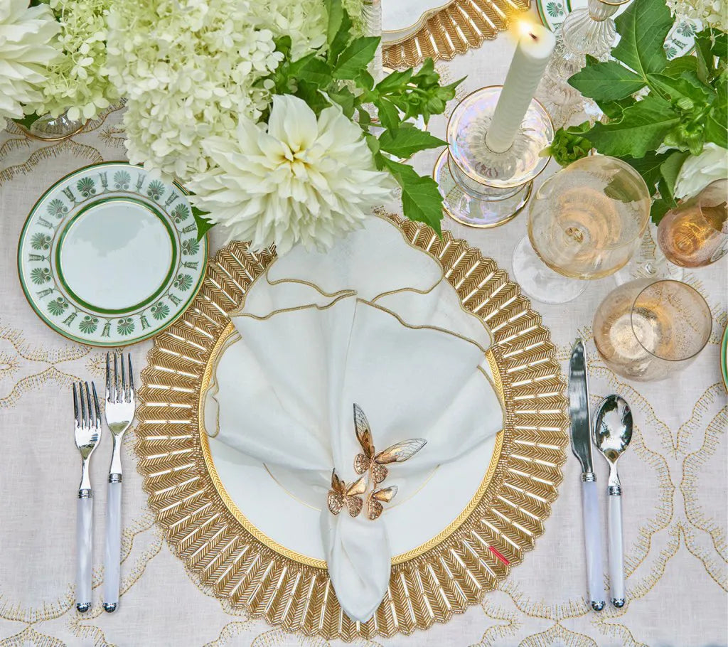 Luminance Napkin in White & Gold, Set of 4