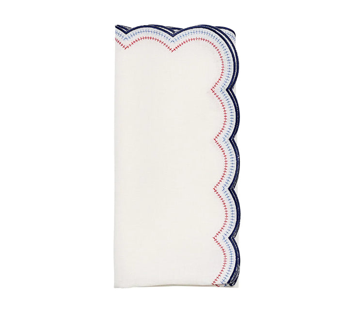 Lune Napkin in White, Red & Blue, Set of 4
