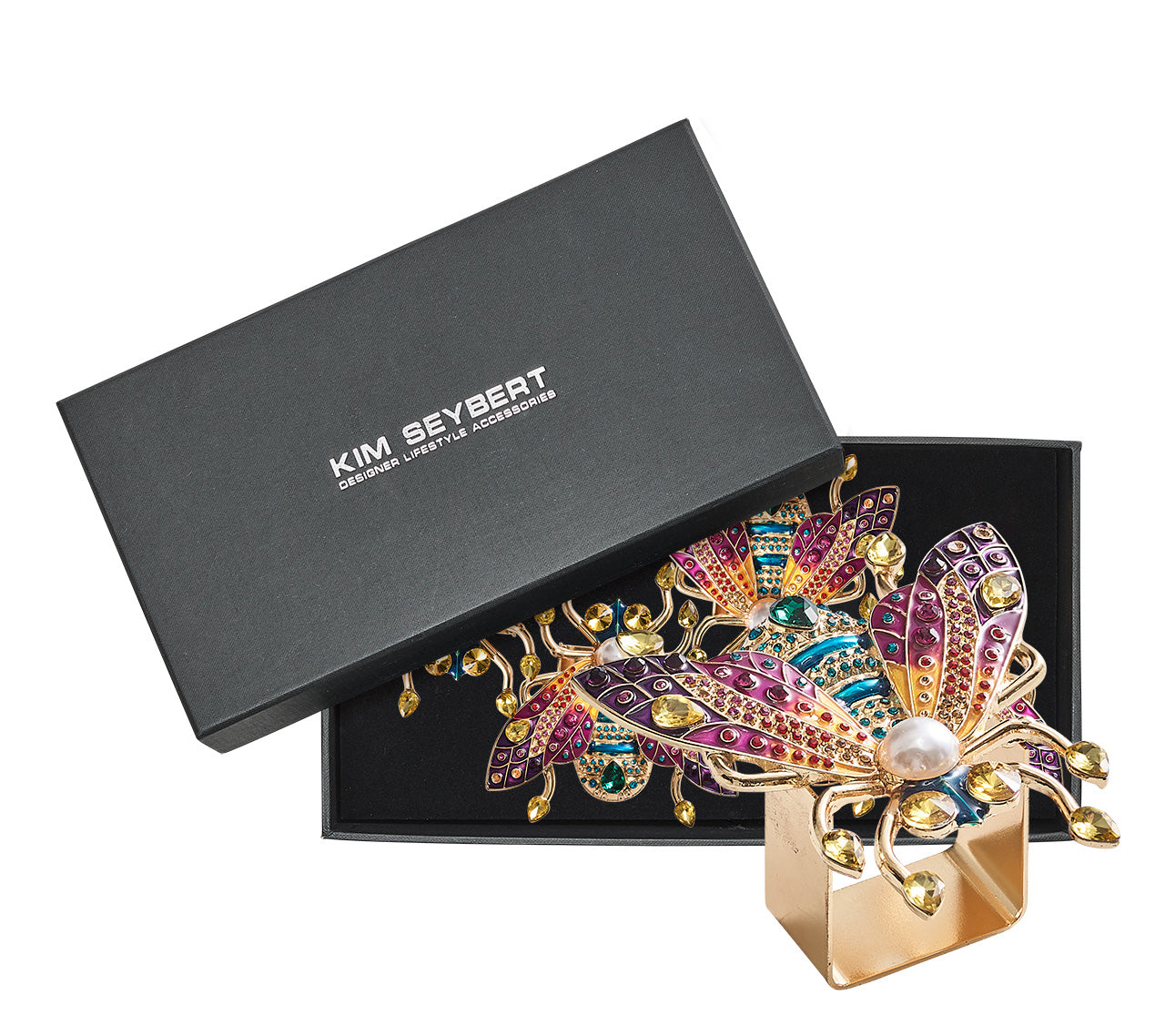 Kim Seybert Luxury Glam Fly Napkin Ring in Multi in a Gift Box