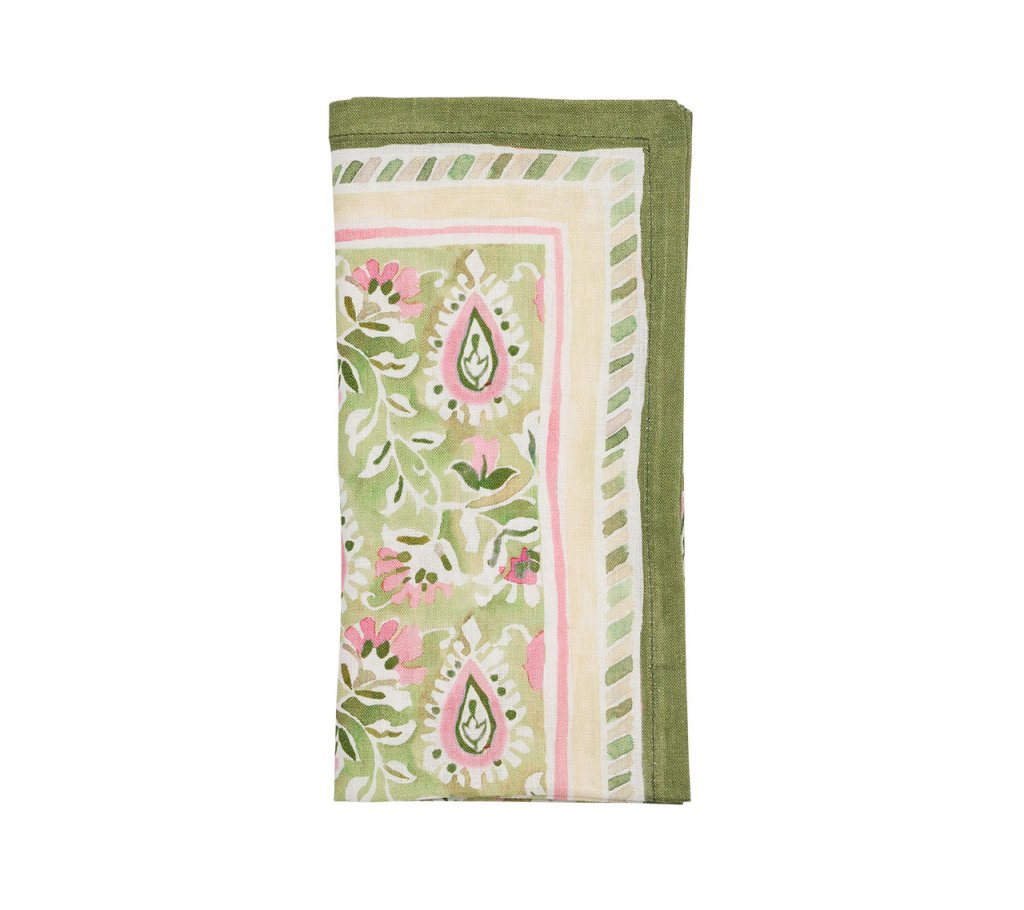 Kim Seybert, Inc.Mira Napkin in Green & Pink, Set of 4Napkins