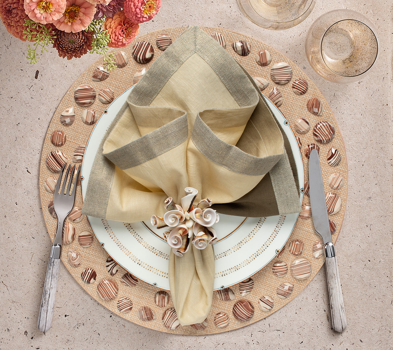 Kim Seybert Luxury Cabochon Placemat in Natural & Brown