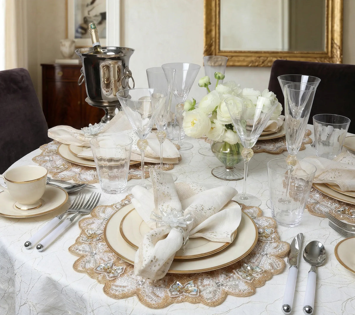 Monarch Placemat in Champagne & Crystal, Set of 2