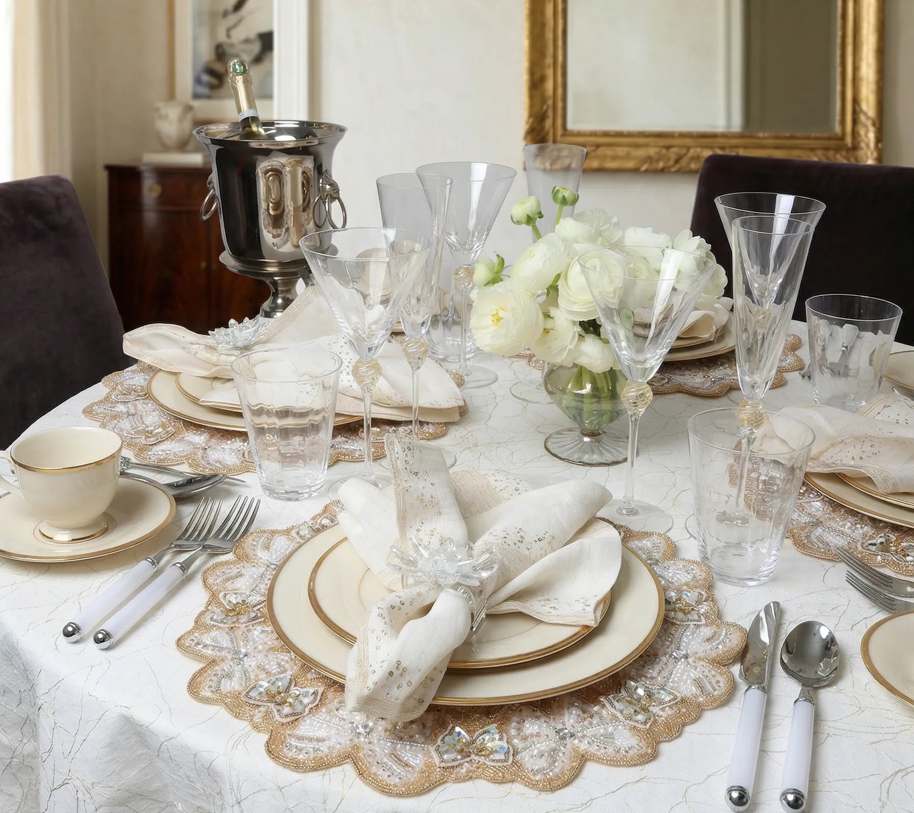 Monarch Placemat in Champagne & Crystal, Set of 2