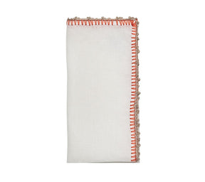 Knotted Edge Napkin in White, Natural & Orange, Set of 4