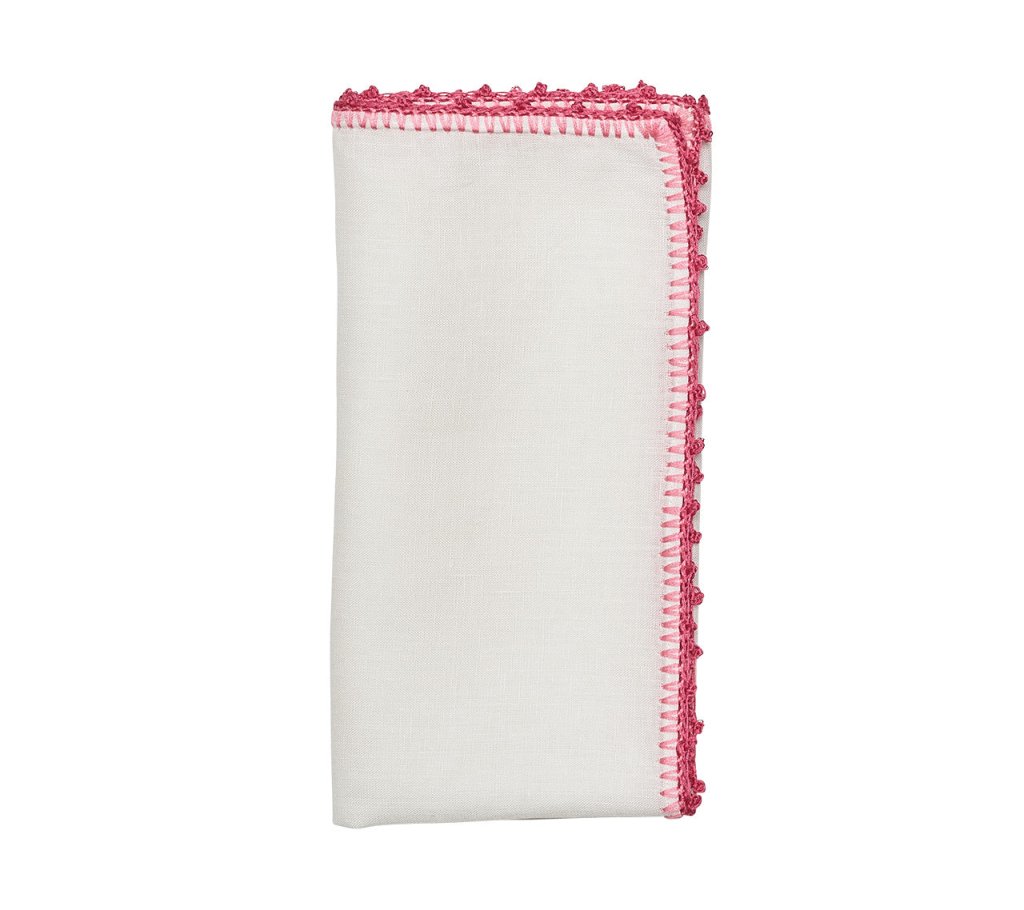 Kim Seybert, Inc.Knotted Edge Napkin in White, Pink & Blush, Set of 4Napkins