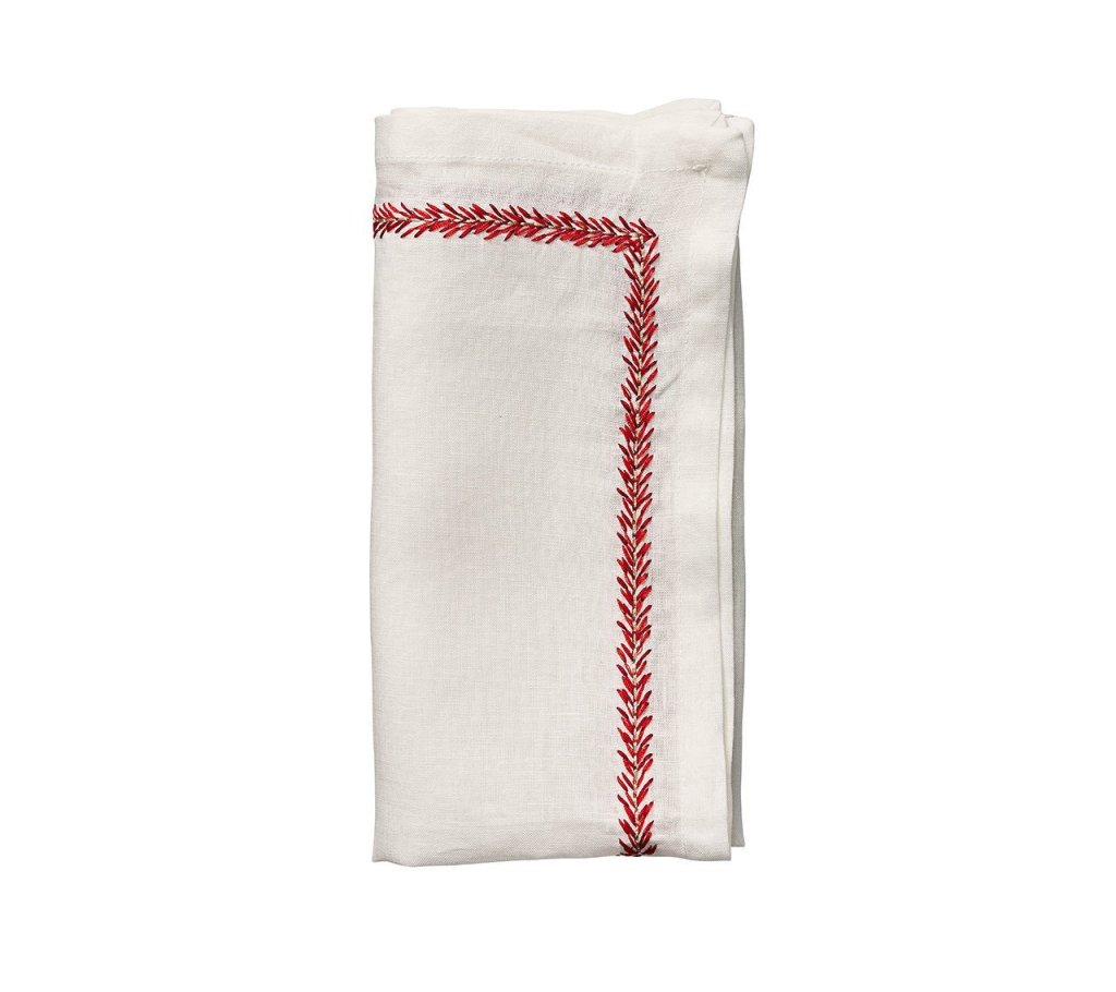 Jardin Napkin in White & Coral, Set of 4