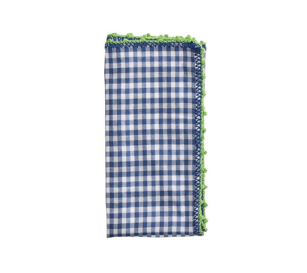 Kim Seybert, Inc.Check Napkin in White, Blue & Green, Set of 4Napkins