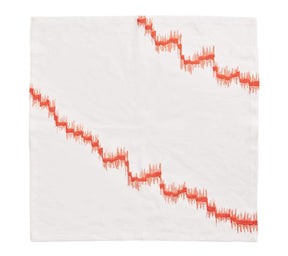 Brushstroke Napkin in Orange & White, Set of 4