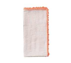 Kim Seybert, Inc.Seersucker Napkin in Natural & Orange, Set of 4Napkins