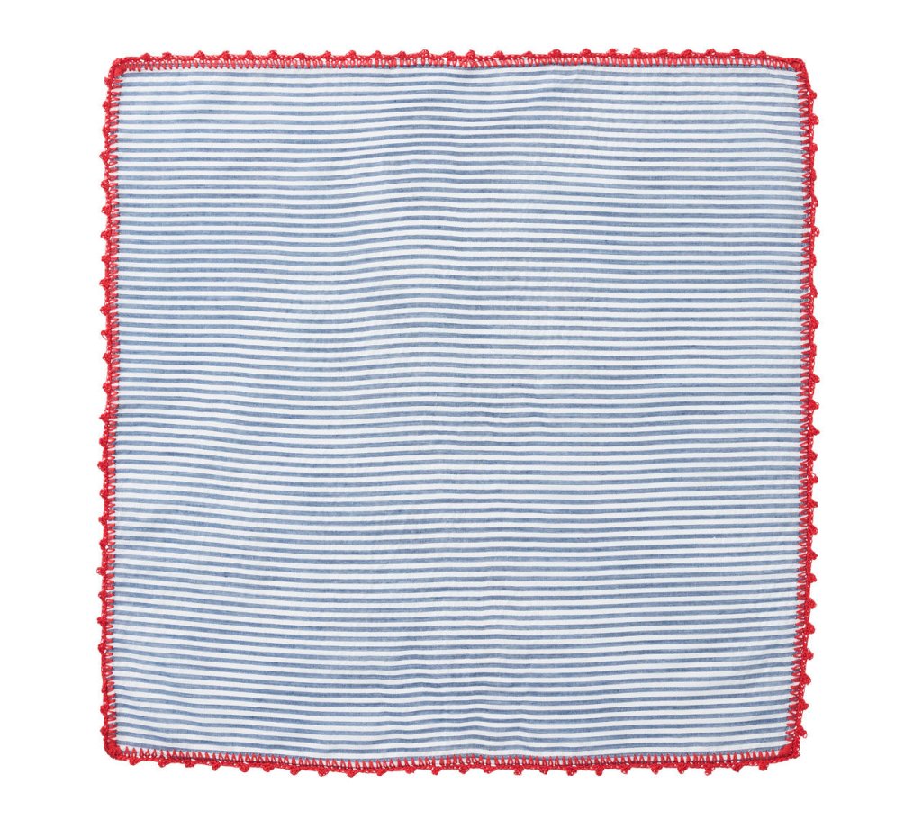 Kim Seybert, Inc.Seersucker Napkin in Navy & Red, Set of 4Napkins