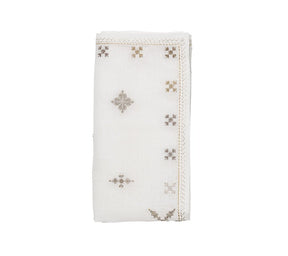 Kim Seybert, Inc.Fez Napkin in White, Gold & Silver, Set of 4Napkins