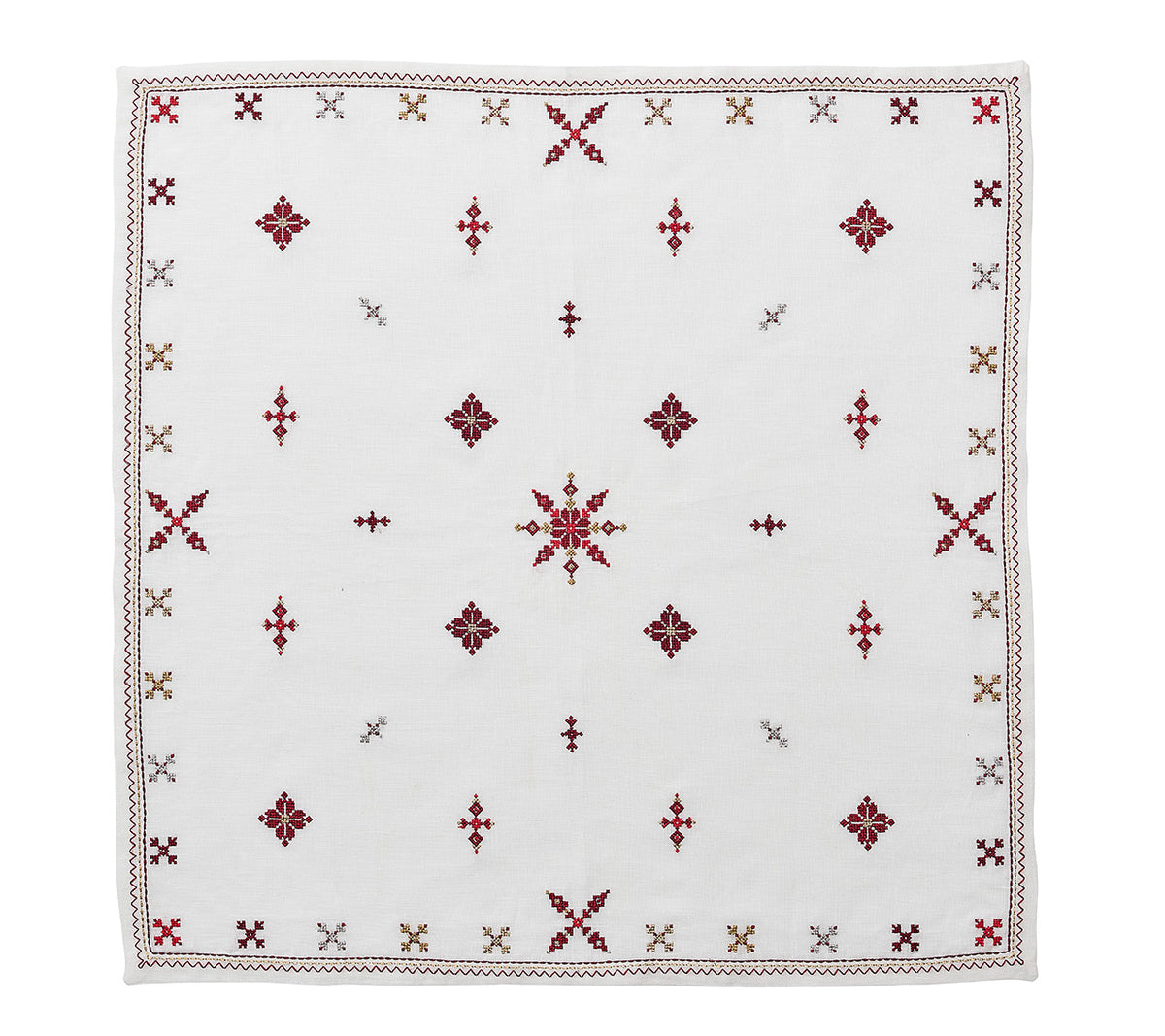 Fez Napkin in White, Red & Gold, Set of 4