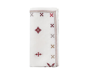 Kim Seybert, Inc.Fez Napkin in White, Red & Gold, Set of 4